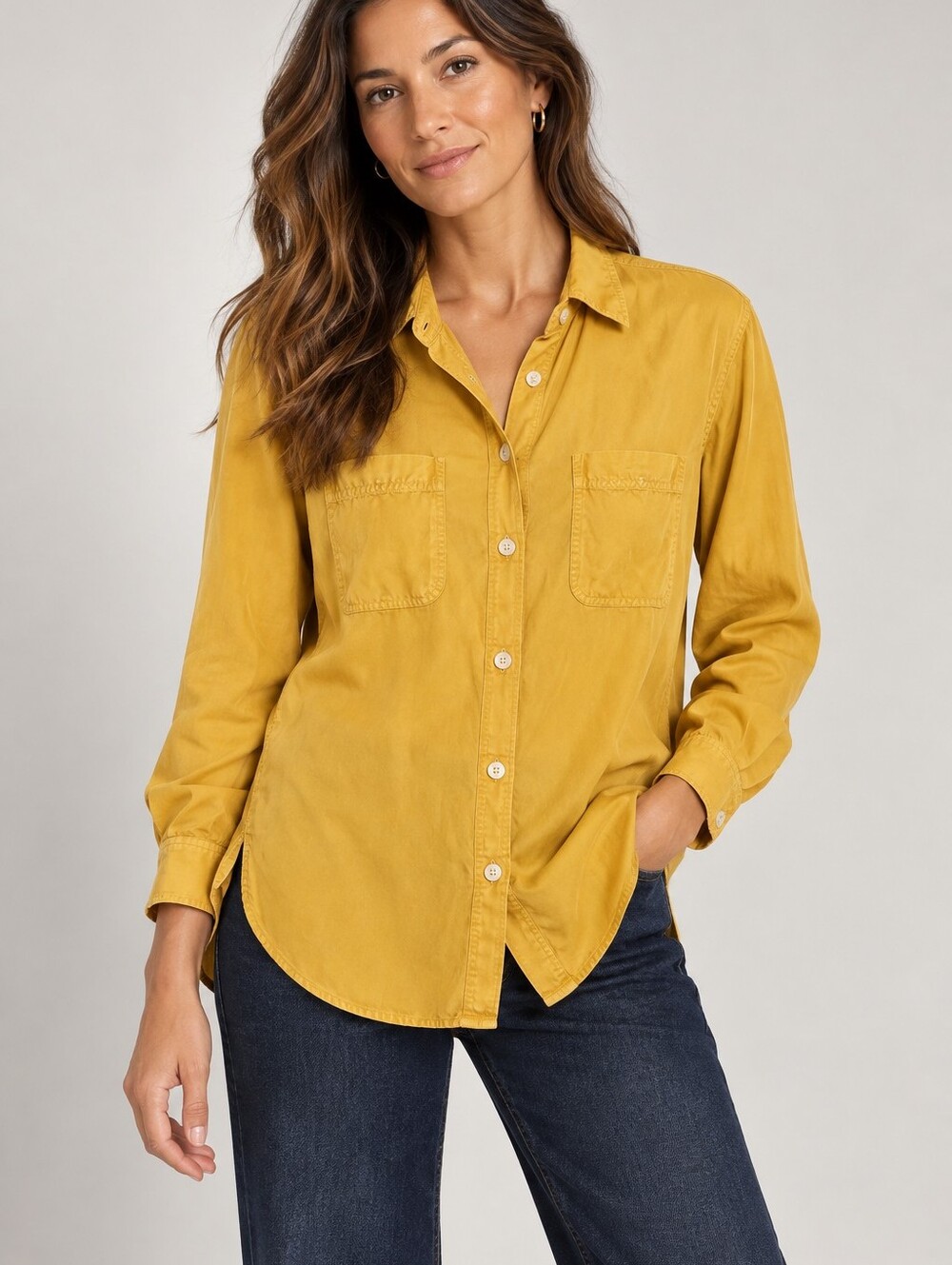 Vintage Diane von Furstenberg DVF Silk Assets Shirt L Yellow 100% Silk